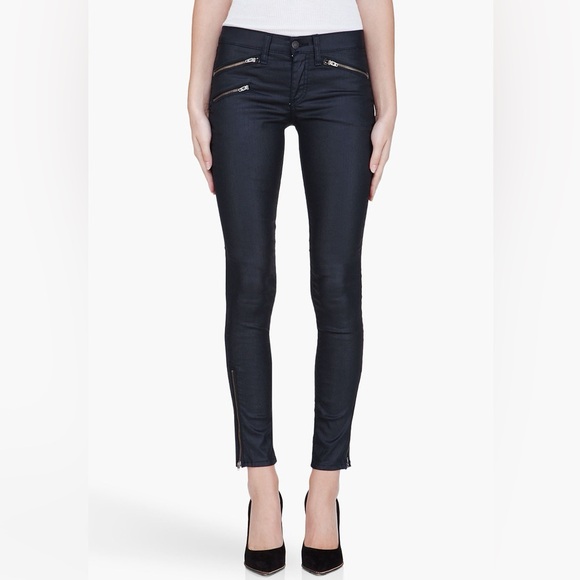 Rag & Bone Black Coated Ankle Zipper Jeans/Pants - Picture 1 of 15